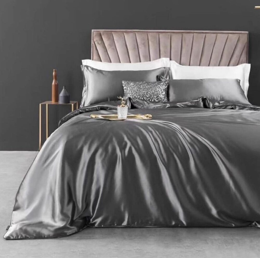 Mulberry Silk Bedding Set with Duvet Cover Bed Sheet Pillowcase Luxury Satin Bedsheet Solid Color King Queen Full Twin Size - Image 6