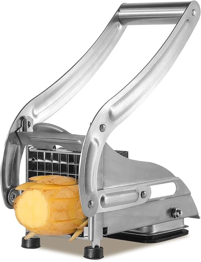 Stainless Steel Potato Slicer & French Fry Cutter - 2 Blades (1/2" & 1/3") for Homemade Fries, Non-Slip Suction Base, Easy Chip & Sweet Potato Maker - Image 7